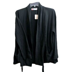NWT Free People FP Beach Oversized Black Cardigan Pockets Open Women Small